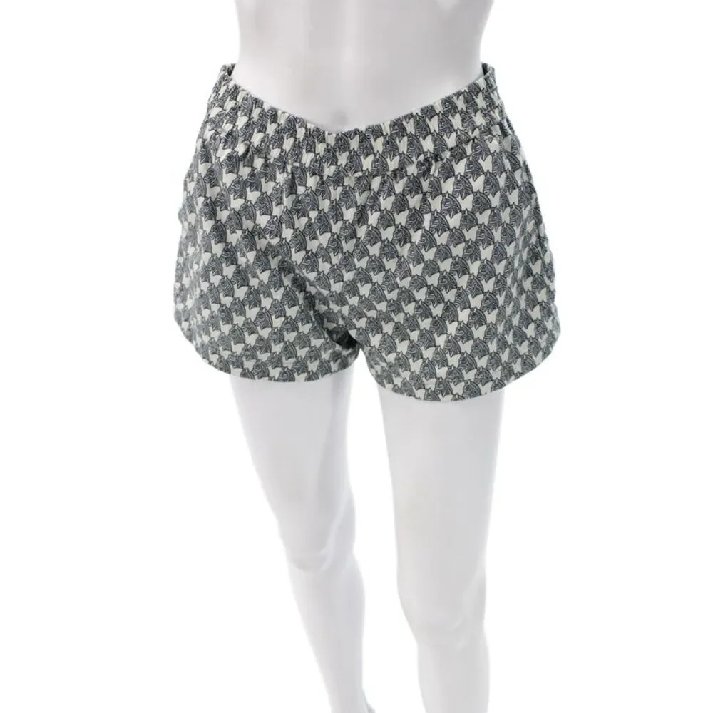 Tory Burch Women Casual Ivory Zebra Print Cotton Shorts Size 00